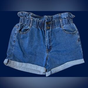 🍸American Bazi High Waist Paper Bag Denim Shorts Small